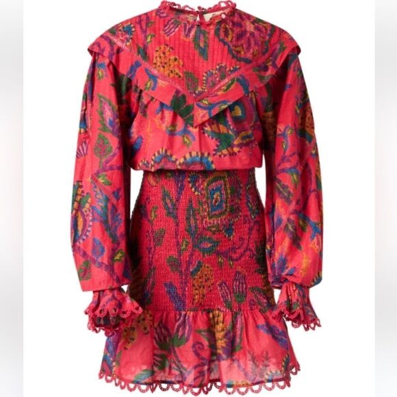 FARM RIO‎ Red Print Cotton Mini Dress Large NWT - Picture 1 of 6